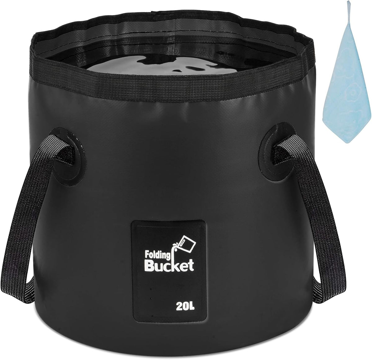 Folding Water Bucket, 20L Foldable Storage Container Collapsible Bucket for Camping, Outdoor Portable Lightweight Buckets for Traveling Fishing Hiking Camping Boating (Black)
