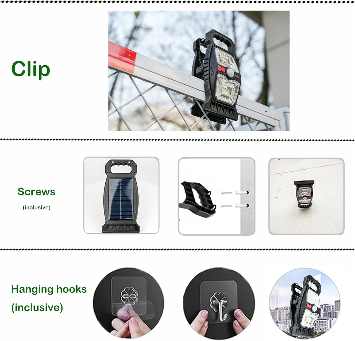 Solar Lights Outdoor, Clip on Solar Lights Garden with Motion Sensor, IP65 Waterproof 1800Mah Rechargeable 3 Modes Security Light Solar Powered for Garden Fence Pathways Camping Driveway